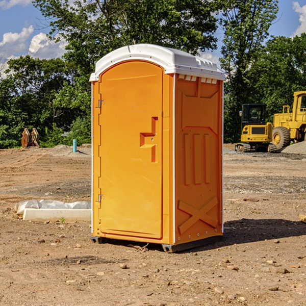 how often are the portable restrooms cleaned and serviced during a rental period in Hague